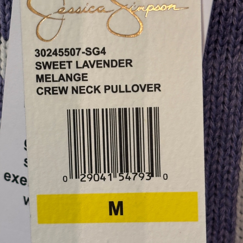 Jessica Simpson Sweet Lavender Melange Crew Neck Sweater Medium - Picture 4 of 5